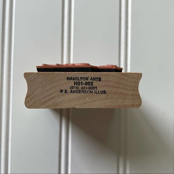 Vintage Wood Block Rubber Stamp Hamilton Arts Bunny Rabbit Lady Gossip Tea Dress - Picture 3 of 6